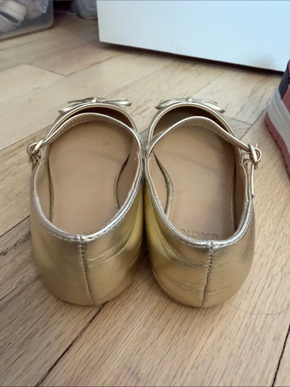 Janie and Jack Girls' Metallic Gold Mary Jane Flats with Bow